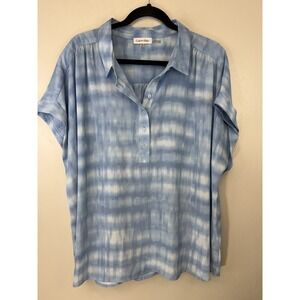 Calvin Klein Light Blue Boxy‎ Sleeve Collared Shirt Size 2X